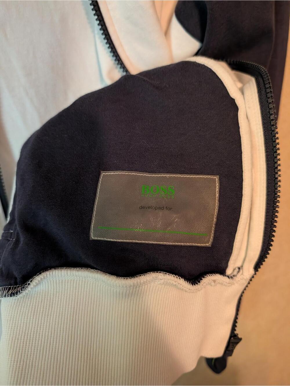 BOSS HUGO BOSS Mens white blue green zip up jacket sz M - Picture 3 of 6